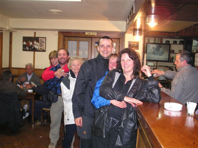 Jane (far right) and Happy Pilgrims in Cizur Menor